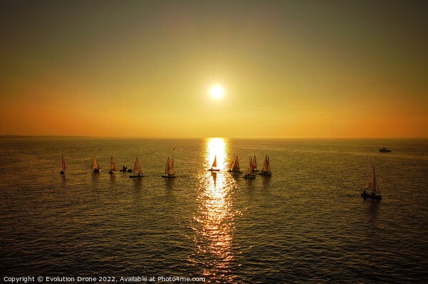 Sailing Dinghies at Sunset Picture Board by Evolution Drone