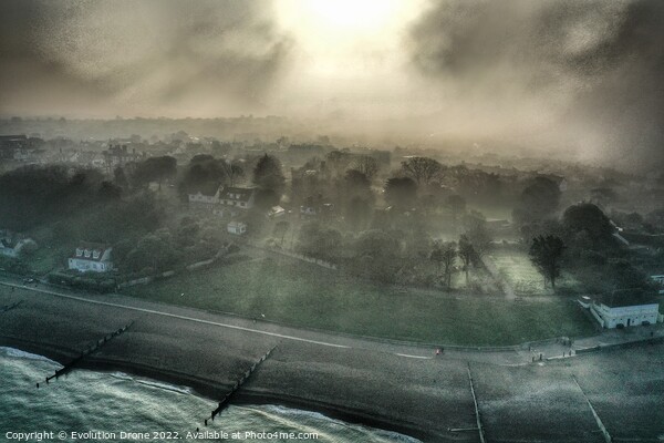 Whitstable Castle Mist Picture Board by Evolution Drone