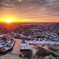 Buy canvas prints of Whitstable Harbour Snowy Sunrise by Evolution Drone
