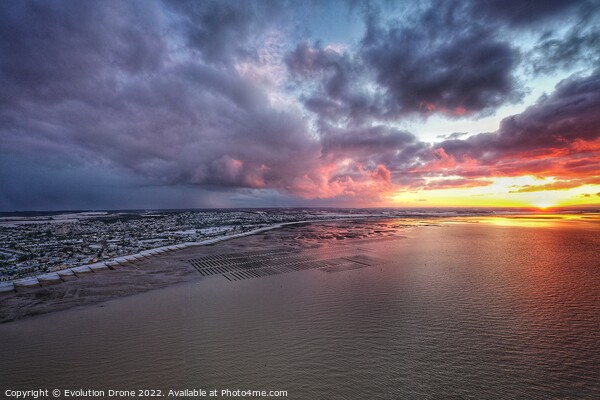 Whitstable Bay snow sunset Picture Board by Evolution Drone