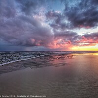 Buy canvas prints of Whitstable Bay snow sunset by Evolution Drone
