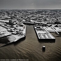 Buy canvas prints of Whitstable Harbour Snow by Evolution Drone