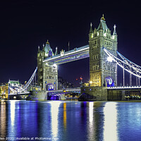 Buy canvas prints of Tower Bridge at night by Mark Dillen