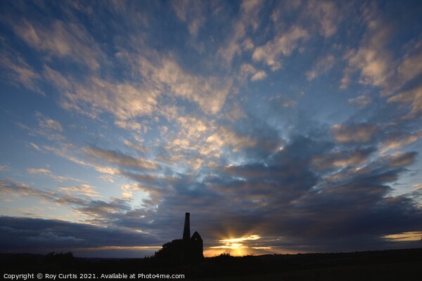 Wheal Hewas Sunrise Picture Board by Roy Curtis