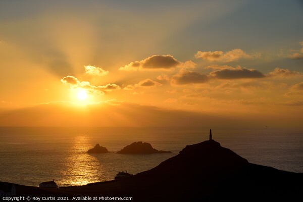 Cape Cornwall Sunset Picture Board by Roy Curtis