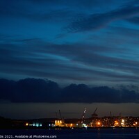 Buy canvas prints of Moon over Falmouth Docks by Roy Curtis