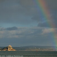 Buy canvas prints of Mount's Bay Rainbow by Roy Curtis