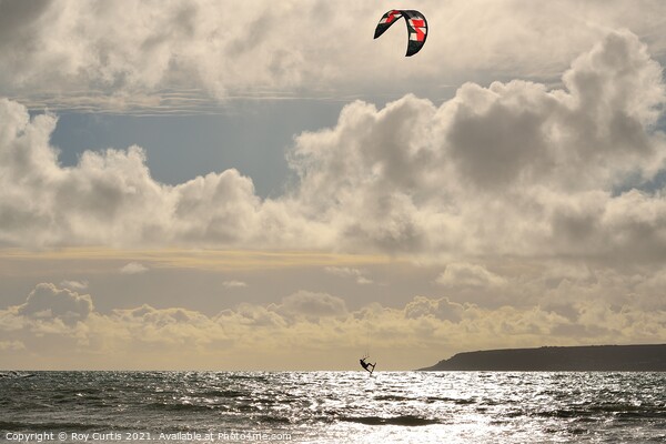 Airborne Kite Surfer Picture Board by Roy Curtis