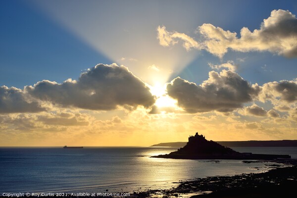 St. Michael's Mount Sunset. Picture Board by Roy Curtis