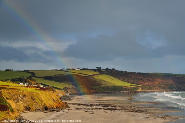 Carne Beach Rainbow Picture Board by Roy Curtis