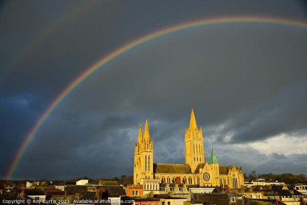 Truro Cathedral Rainbow 1 Picture Board by Roy Curtis