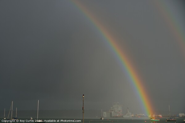 A Rainbow over Falmouth Harbour Picture Board by Roy Curtis
