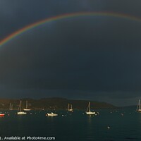 Buy canvas prints of Rainbow over Falmouth Harbour 2 by Roy Curtis