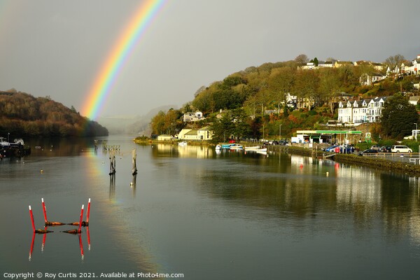 Looe River Rainbow 2 Picture Board by Roy Curtis