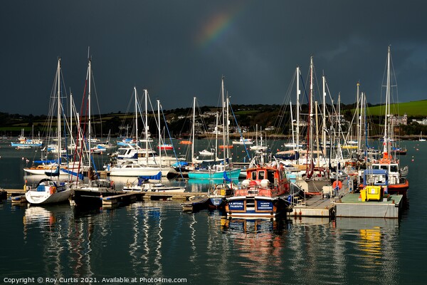 Falmouth Harbour Reflections. Picture Board by Roy Curtis