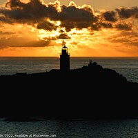 Buy canvas prints of Godrevy Sunset Silhouette by Roy Curtis