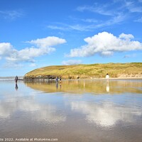 Buy canvas prints of Perranporth Beach Reflections  by Roy Curtis