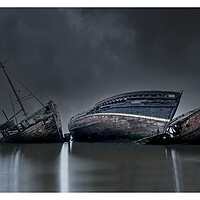 Buy canvas prints of Boat Wrecks at Pinmill Suffolk  by johnny weaver