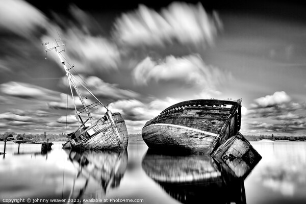 Pinmill Suffolk Boatwrecks Picture Board by johnny weaver