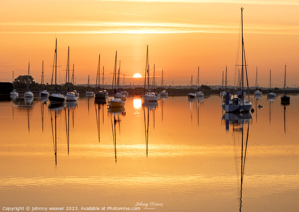 Boat Sunrise River Crouch  Picture Board by johnny weaver