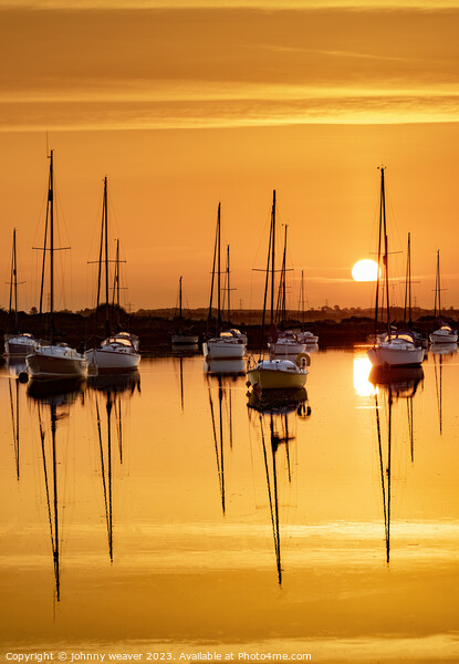 Boat Sunrise River Crouch  Picture Board by johnny weaver