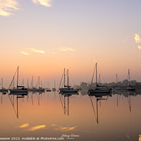 Buy canvas prints of Misty Boat Sunrise reflections River Crouch Essex by johnny weaver