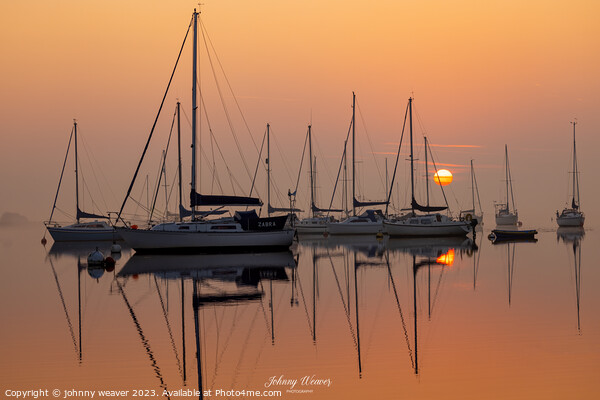 Golden Sunrise Boats River Crouch Essex Picture Board by johnny weaver