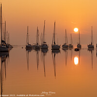 Buy canvas prints of Golden Sunrise Boats River Crouch Essex by johnny weaver