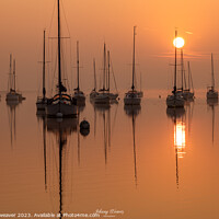 Buy canvas prints of Golden Sunrise Boats River Crouch Essex by johnny weaver
