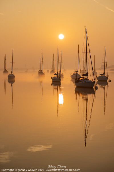 Golden Sunrise Boats River Crouch Essex Picture Board by johnny weaver