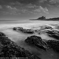 Buy canvas prints of Bamburgh Castle monochrome by Duncan Spence