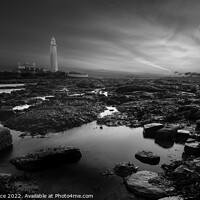 Buy canvas prints of St Mary's Lighthouse MONO by Duncan Spence