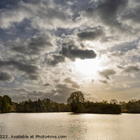 Buy canvas prints of Serene Winter Sunset at Rufford Abbey Lake by David McGeachie