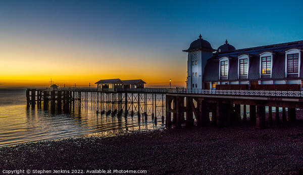 Penarth pier at sunrise Framed Mounted Print by Stephen Jenkins
