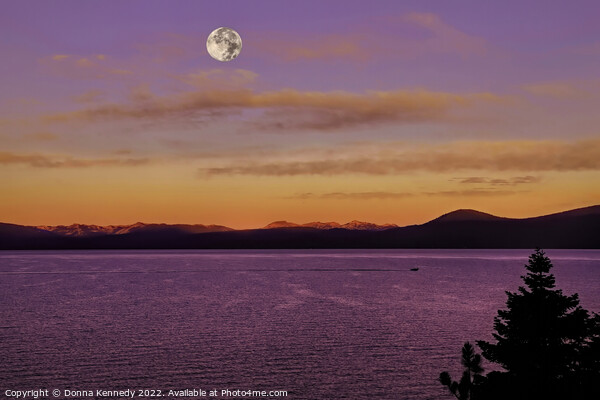 Full Moon Sunrise at Lake Tahoe Picture Board by Donna Kennedy