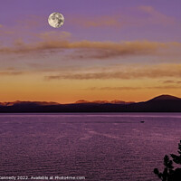 Buy canvas prints of Full Moon Sunrise at Lake Tahoe by Donna Kennedy
