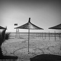 Buy canvas prints of Beach Parasols on Durres Beach. by Elaine Anne Baxter