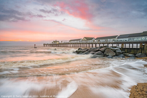 Golden Sunrise at Southwold Pier Picture Board by Terry Newman