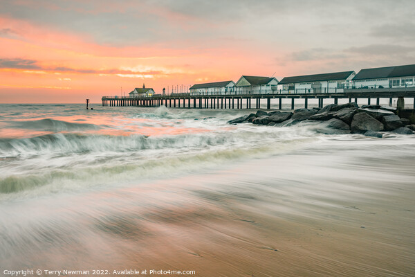 Golden Sunrise at Southwold Pier Picture Board by Terry Newman