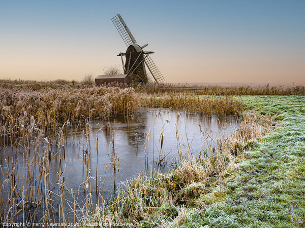 The Frozen Charm of Herringfleet Mill Picture Board by Terry Newman