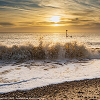 Buy canvas prints of Sunrise over Dramatic Southwold Waves by Terry Newman