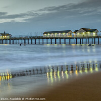 Buy canvas prints of Blue Hour Morning Reflections at Southwold by Terry Newman