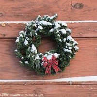 Buy canvas prints of Christmas wreath with snow by Philip Lehman