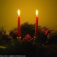 Buy canvas prints of Christmas wreath with candles by Philip Lehman