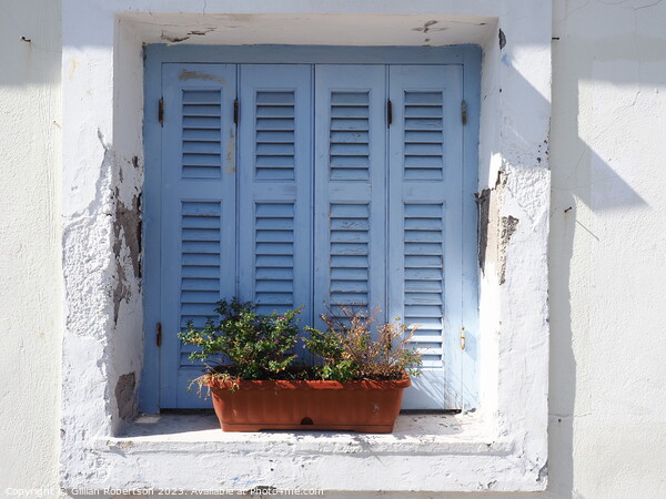 Corfu shutters Picture Board by Gillian Robertson