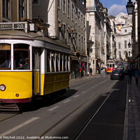 Buy canvas prints of Yellow Tram, Baixa, Lisbon, Portugal, 2012 by Jonathan Mitchell