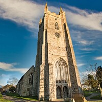 Buy canvas prints of Imposing Clock Tower of the All Saints Church, Lydd, Romney Marsh by Mike Hardy