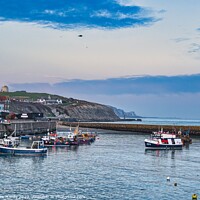 Buy canvas prints of Folkestone Harbour and sea wall section by Mike Hardy