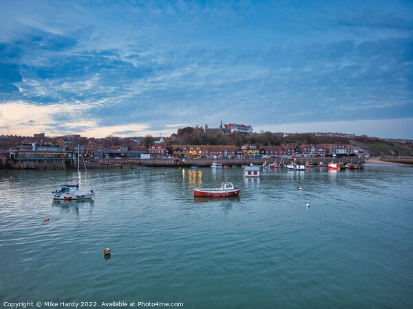 Folkestone Harbour Boats at Dusk Picture Board by Mike Hardy
