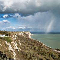 Buy canvas prints of White cliffs of Dover snowy storm clouds by Mike Hardy
